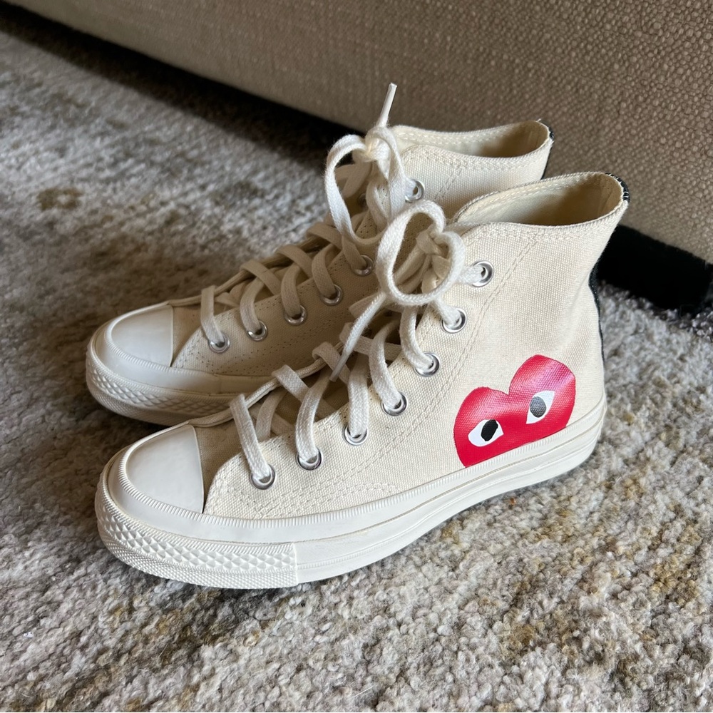Converse x play comme des garçons chuck 70 white high tops limited edition